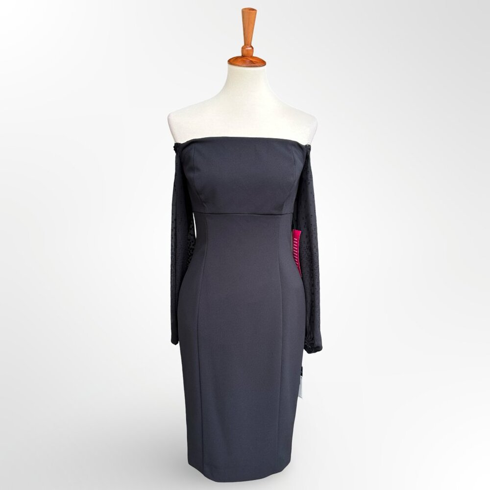 NWT $170 Lauren Ralph Lauren off shoulder black dress 6 S small pencil formal